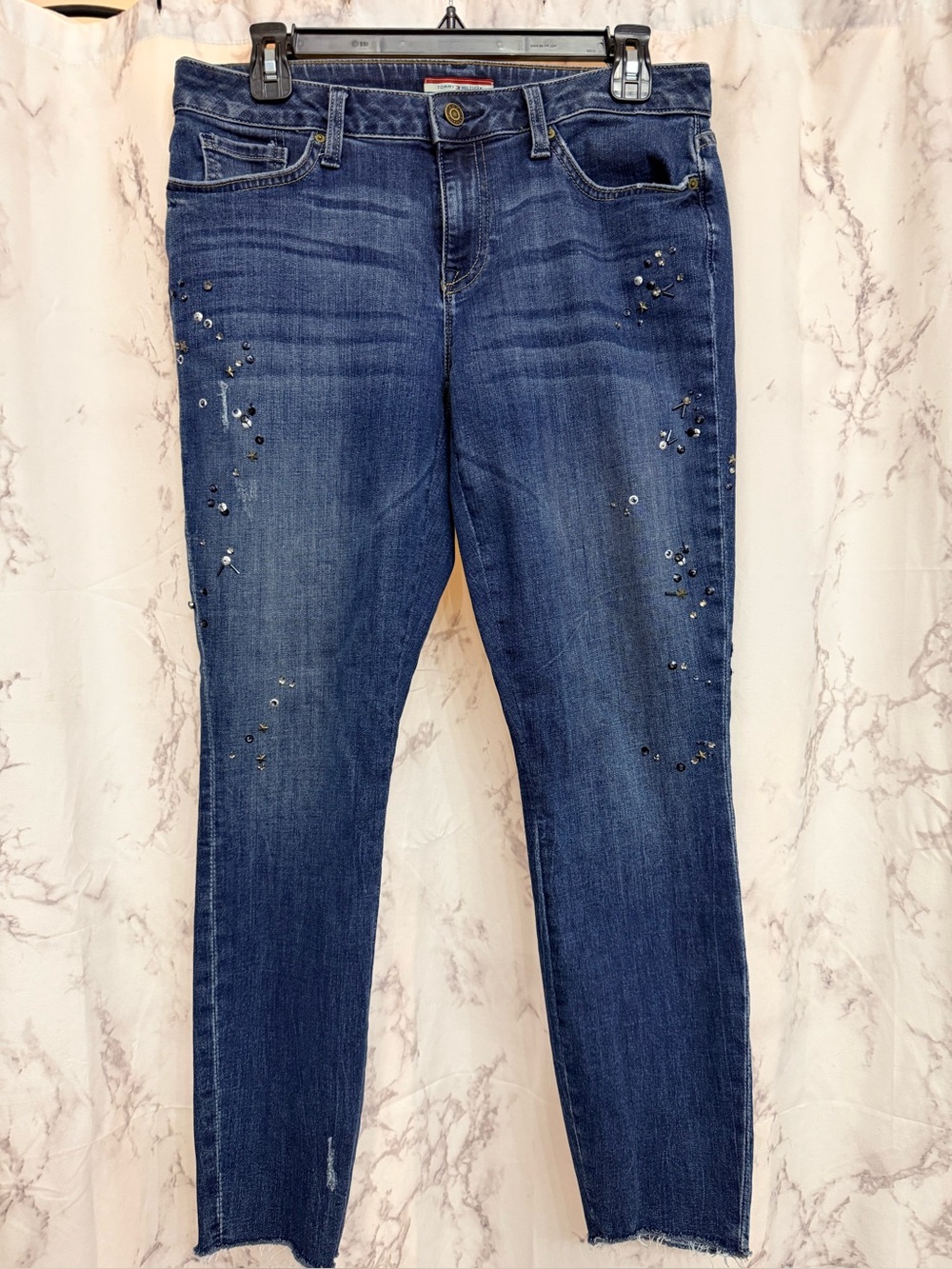 Tommy Hilfiger Dark Blue Skinny Jeans with Stud Accents